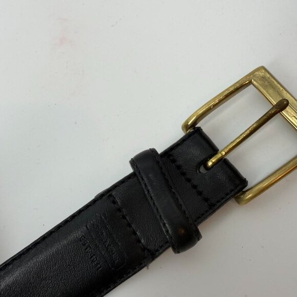 Rare Vintage Coach Made in Italy Black Leather Belt Solid Brass Sz 36